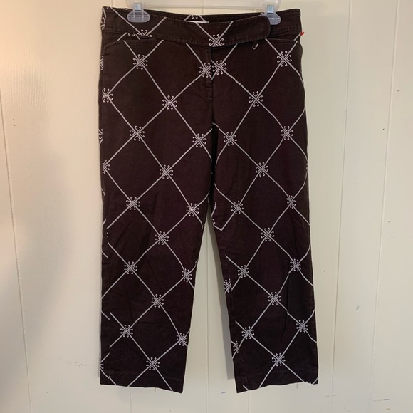 GAP Capris Cropped Pants Black White Diamond Sz 6 - Picture 2 of 8